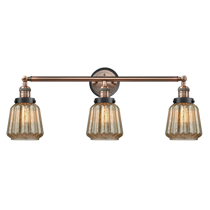 Chatham Bath Vanity Light shown in the Antique Copper finish with a Mercury shade