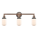 Dover Bath Vanity Light shown in the Antique Copper finish with a Matte White shade