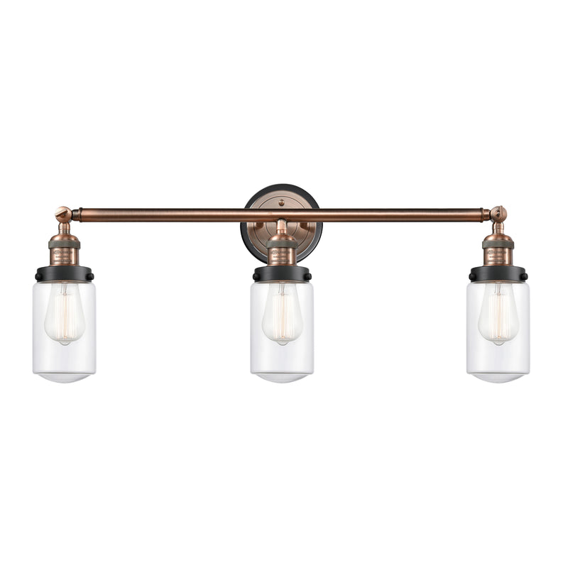 Dover Bath Vanity Light shown in the Antique Copper finish with a Clear shade