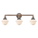 Oxford Bath Vanity Light shown in the Antique Copper finish with a Matte White shade
