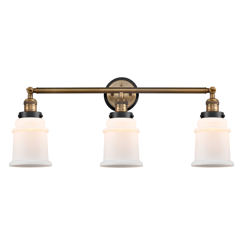 Canton Bath Vanity Light shown in the Brushed Brass finish with a Matte White shade