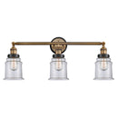 Canton Bath Vanity Light shown in the Brushed Brass finish with a Clear shade