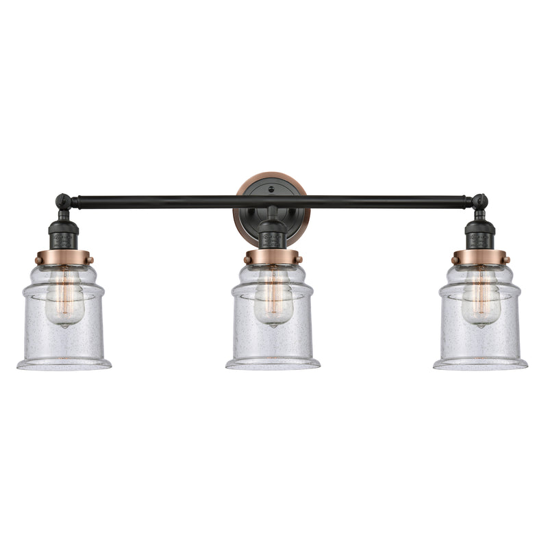 Canton Bath Vanity Light shown in the Matte Black finish with a Seedy shade