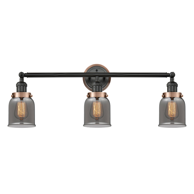 Bell Bath Vanity Light shown in the Matte Black finish with a Plated Smoke shade