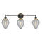 Geneseo Bath Vanity Light shown in the Matte Black finish with a Clear Crackled shade