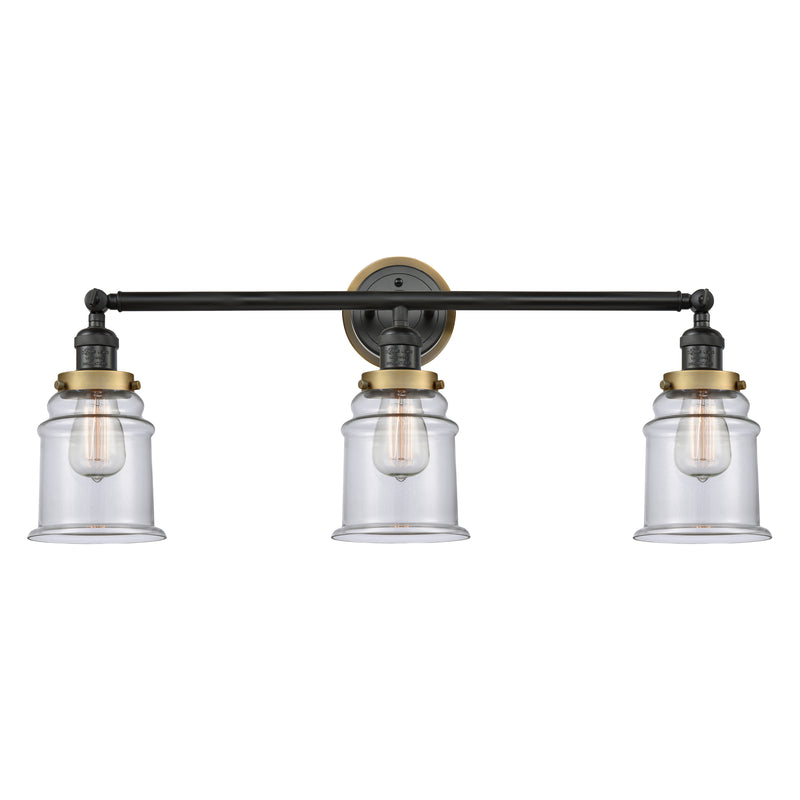 Canton Bath Vanity Light shown in the Matte Black finish with a Clear shade