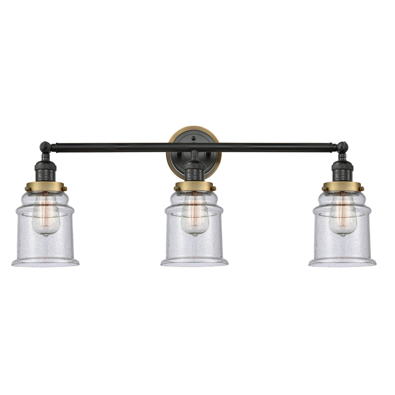 Canton Bath Vanity Light shown in the Matte Black finish with a Seedy shade