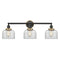 Bell Bath Vanity Light shown in the Matte Black finish with a Clear shade