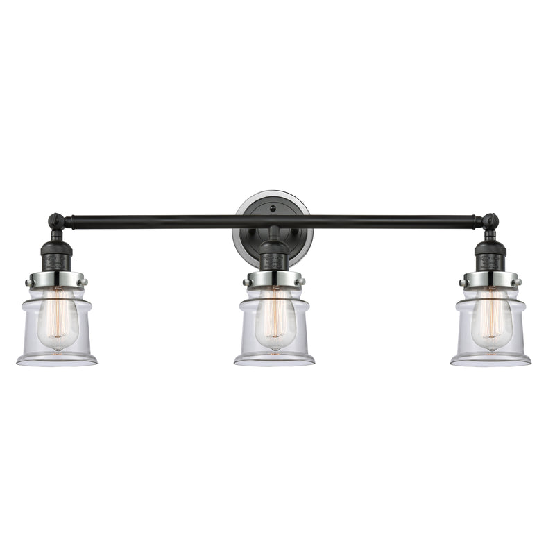 Canton Bath Vanity Light shown in the Matte Black finish with a Clear shade