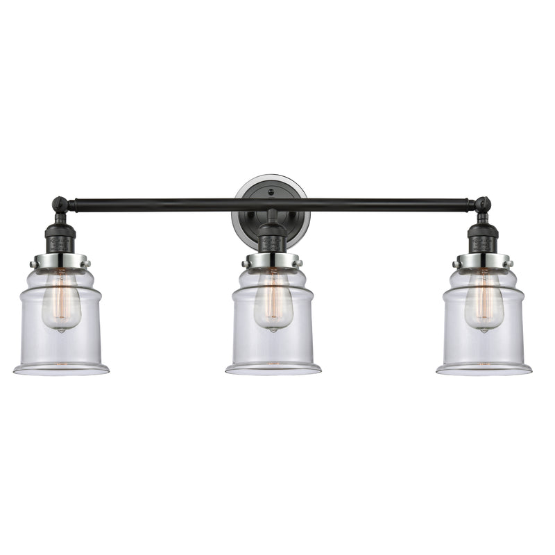 Canton Bath Vanity Light shown in the Matte Black finish with a Clear shade