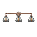 Fulton Bath Vanity Light shown in the Antique Copper finish with a Plated Smoke shade