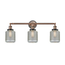 Stanton Bath Vanity Light shown in the Antique Copper finish with a Clear Wire Mesh shade