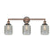 Stanton Bath Vanity Light shown in the Antique Copper finish with a Clear Wire Mesh shade