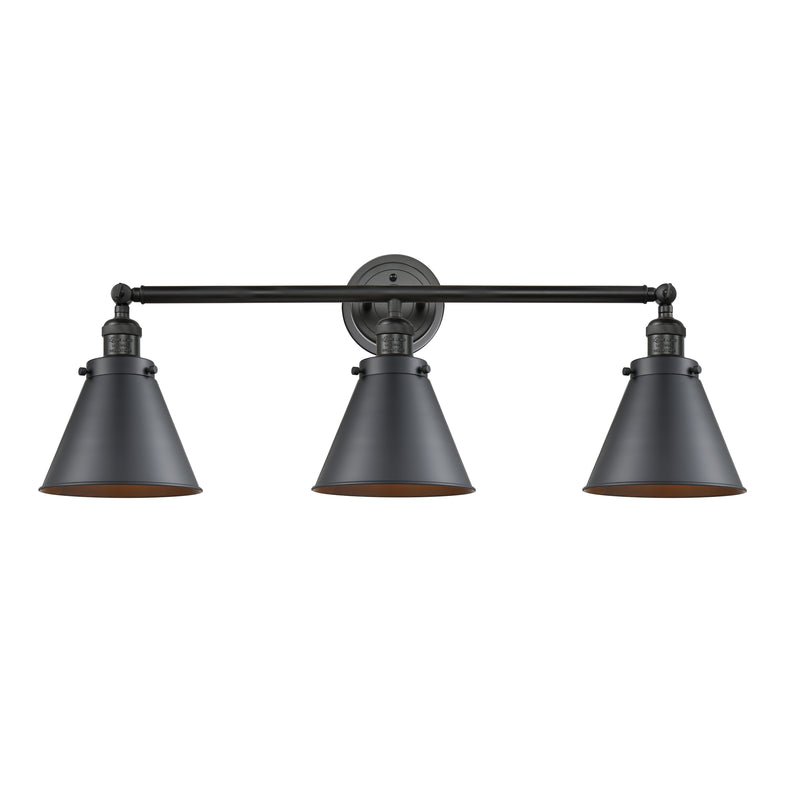 Appalachian Bath Vanity Light shown in the Matte Black finish with a Matte Black shade