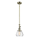 Fulton Mini Pendant shown in the Antique Brass finish with a Clear shade