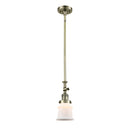 Canton Mini Pendant shown in the Antique Brass finish with a Matte White shade