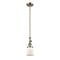Canton Mini Pendant shown in the Antique Brass finish with a Matte White shade