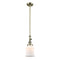 Canton Mini Pendant shown in the Antique Brass finish with a Matte White shade