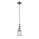 Canton Mini Pendant shown in the Antique Brass finish with a Clear shade