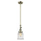 Canton Mini Pendant shown in the Antique Brass finish with a Seedy shade