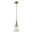 Bellmont Mini Pendant shown in the Antique Brass finish with a Clear shade