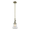 Bellmont Mini Pendant shown in the Antique Brass finish with a Clear shade