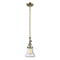 Bellmont Mini Pendant shown in the Antique Brass finish with a Seedy shade