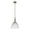 Seneca Falls Mini Pendant shown in the Antique Brass finish with a Clear Halophane shade