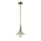 Halophane Mini Pendant shown in the Antique Brass finish with a Clear Halophane shade