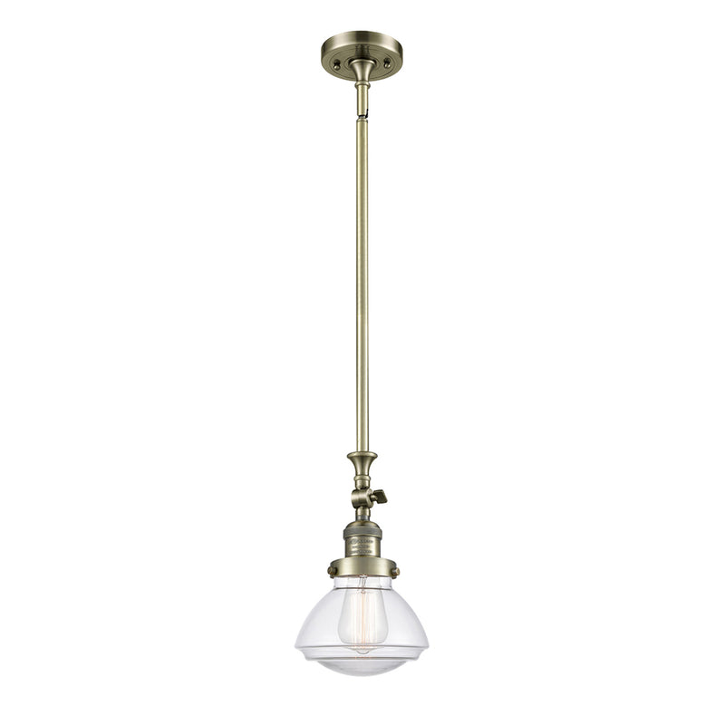 Olean Mini Pendant shown in the Antique Brass finish with a Clear shade