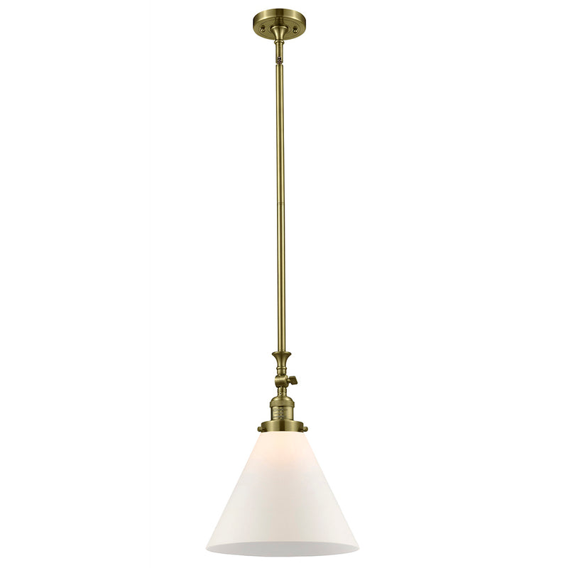 Cone Mini Pendant shown in the Antique Brass finish with a Matte White shade