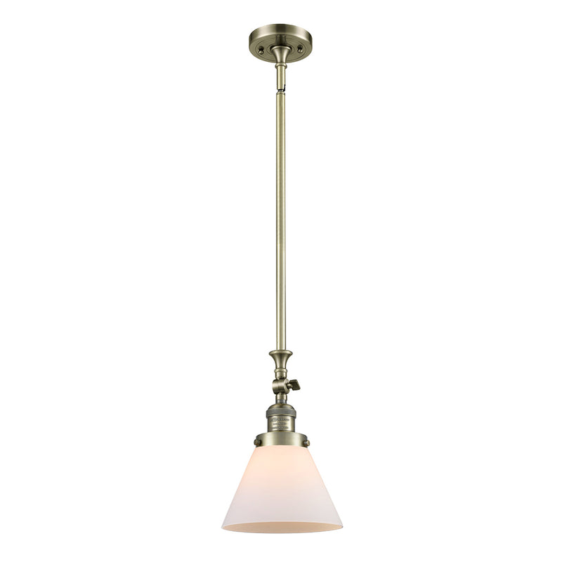 Cone Mini Pendant shown in the Antique Brass finish with a Matte White shade