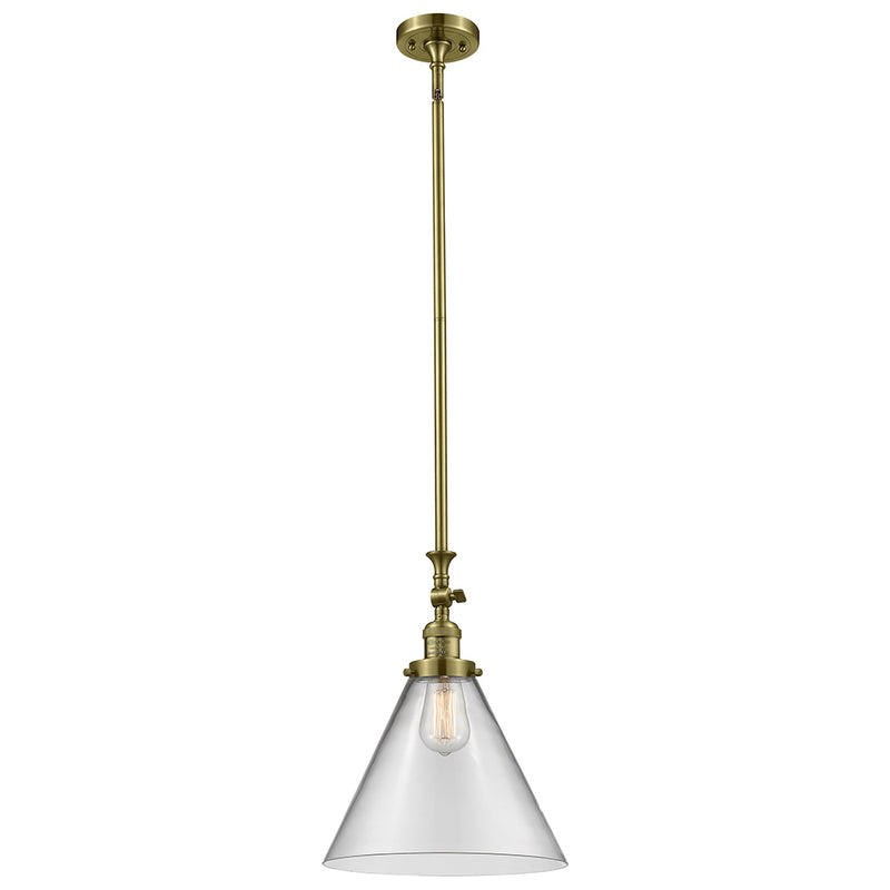 Cone Mini Pendant shown in the Antique Brass finish with a Clear shade