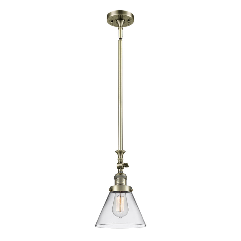 Cone Mini Pendant shown in the Antique Brass finish with a Clear shade