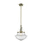 Oxford Mini Pendant shown in the Antique Brass finish with a Seedy shade