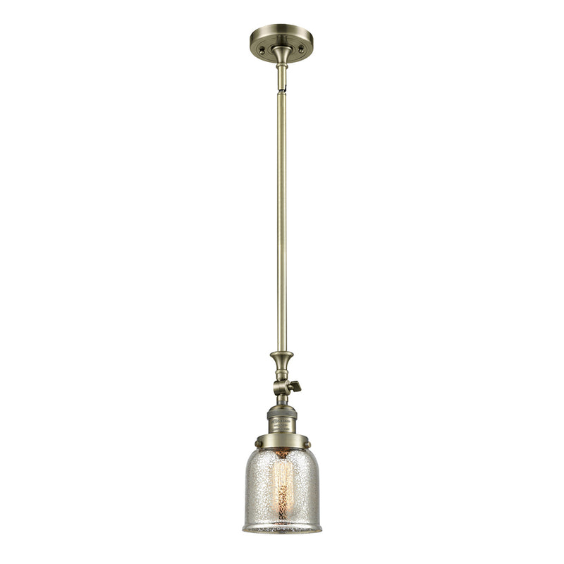 Bell Mini Pendant shown in the Antique Brass finish with a Silver Plated Mercury shade
