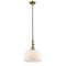 Bell Mini Pendant shown in the Antique Brass finish with a Matte White shade