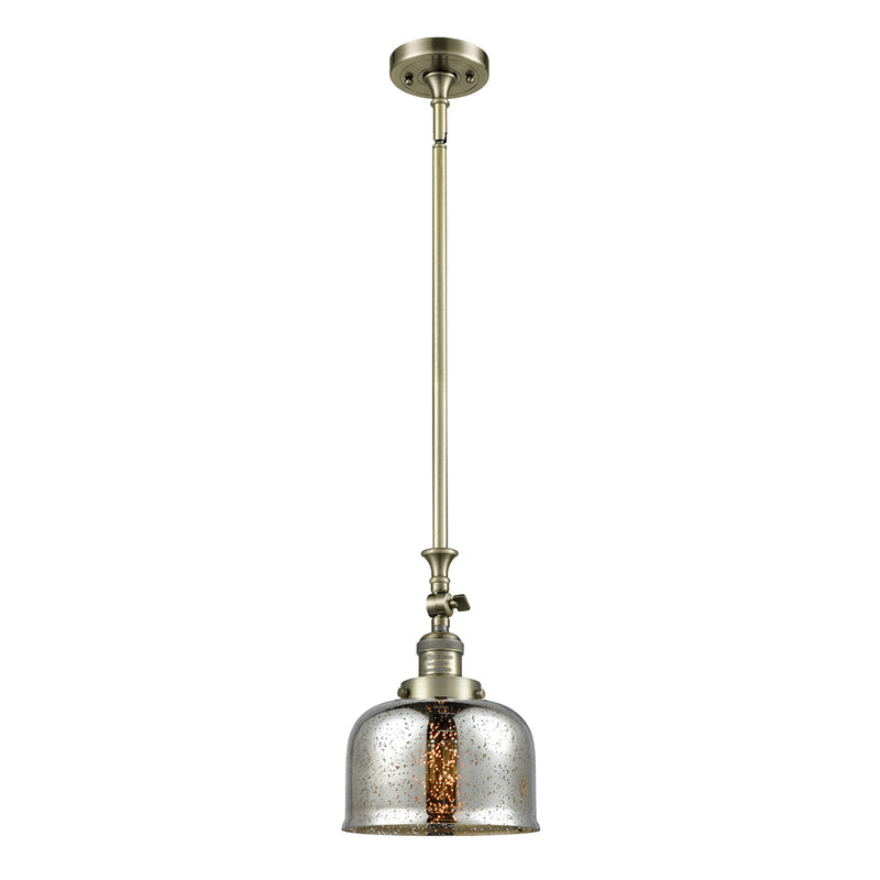 Bell Mini Pendant shown in the Antique Brass finish with a Silver Plated Mercury shade