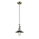 Railroad Mini Pendant shown in the Antique Brass finish with a Matte Black shade