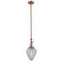 Geneseo Mini Pendant shown in the Antique Copper finish with a Clear Crackled shade