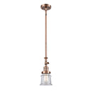 Canton Mini Pendant shown in the Antique Copper finish with a Clear shade