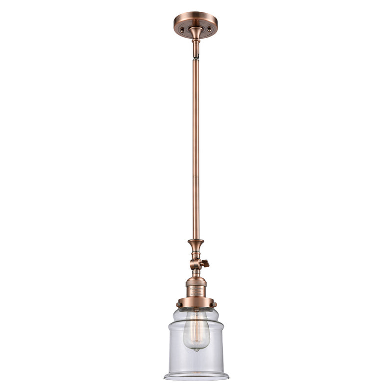 Canton Mini Pendant shown in the Antique Copper finish with a Clear shade