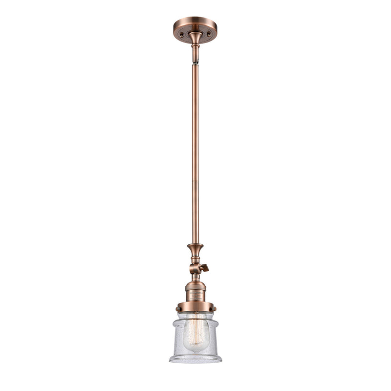 Canton Mini Pendant shown in the Antique Copper finish with a Seedy shade