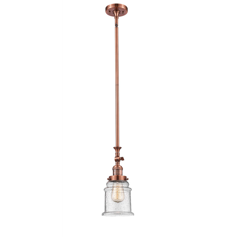 Canton Mini Pendant shown in the Antique Copper finish with a Seedy shade