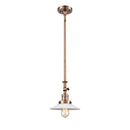 Halophane Mini Pendant shown in the Antique Copper finish with a Matte White Halophane shade