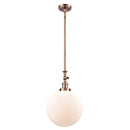 Beacon Mini Pendant shown in the Antique Copper finish with a Matte White shade