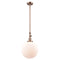 Beacon Mini Pendant shown in the Antique Copper finish with a Matte White shade