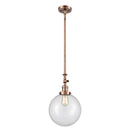 Beacon Mini Pendant shown in the Antique Copper finish with a Clear shade