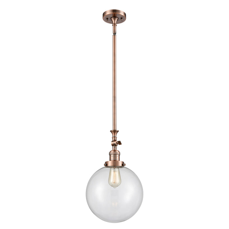 Beacon Mini Pendant shown in the Antique Copper finish with a Clear shade