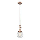 Beacon Mini Pendant shown in the Antique Copper finish with a Clear shade